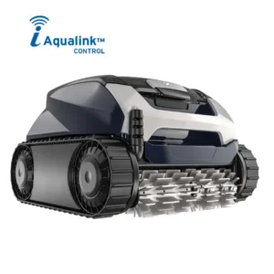 The Zodiac DuoX DX4050 iQ robotic pool cleaner redefines pool maintenance for Australian homes with pools up to 12m x 6m. Featuring patented cyclonic suction and dual Helix brushes, it delivers powerful cleaning of floors, walls and waterline. Dual stage filtration (150μ/60μ) captures large and fine debris, while smart sensors ensure agile navigation across all pool shapes and surfaces. The iAquaLink app enables remote control and monitoring and the Lift System simplifies removal by 15%. Climate Care Certified by SPASA Australia, it’s energy efficient with a 2-year warranty. Includes a caddy for hassle free storage.