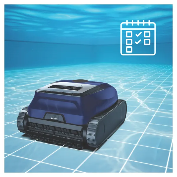 Zodiac FreeRider FR350iQ Cordless Robotic Pool Cleaner Zodiac FreeRider FR350iQ Cordless Pool Cleaner delivers fully cordless robotic cleaning for in ground pools up to 15 x 5 metres. It cleans the pool floor, walls and waterline using smart S pattern navigation, active front and rear brushes and advanced sensors for efficient coverage. The lithium ion battery provides up to 3 hours of cleaning from a full charge and recharges in less than 4 hours. Five cleaning modes include floor, walls, floor and walls, waterline and app controlled multi day cleaning. A 4 litre top access filter canister uses 180 micron filtration with an optional 3 micron ultra fine filter for finer debris. App connectivity provides cycle selection, end of cycle notifications and automatic software updates.